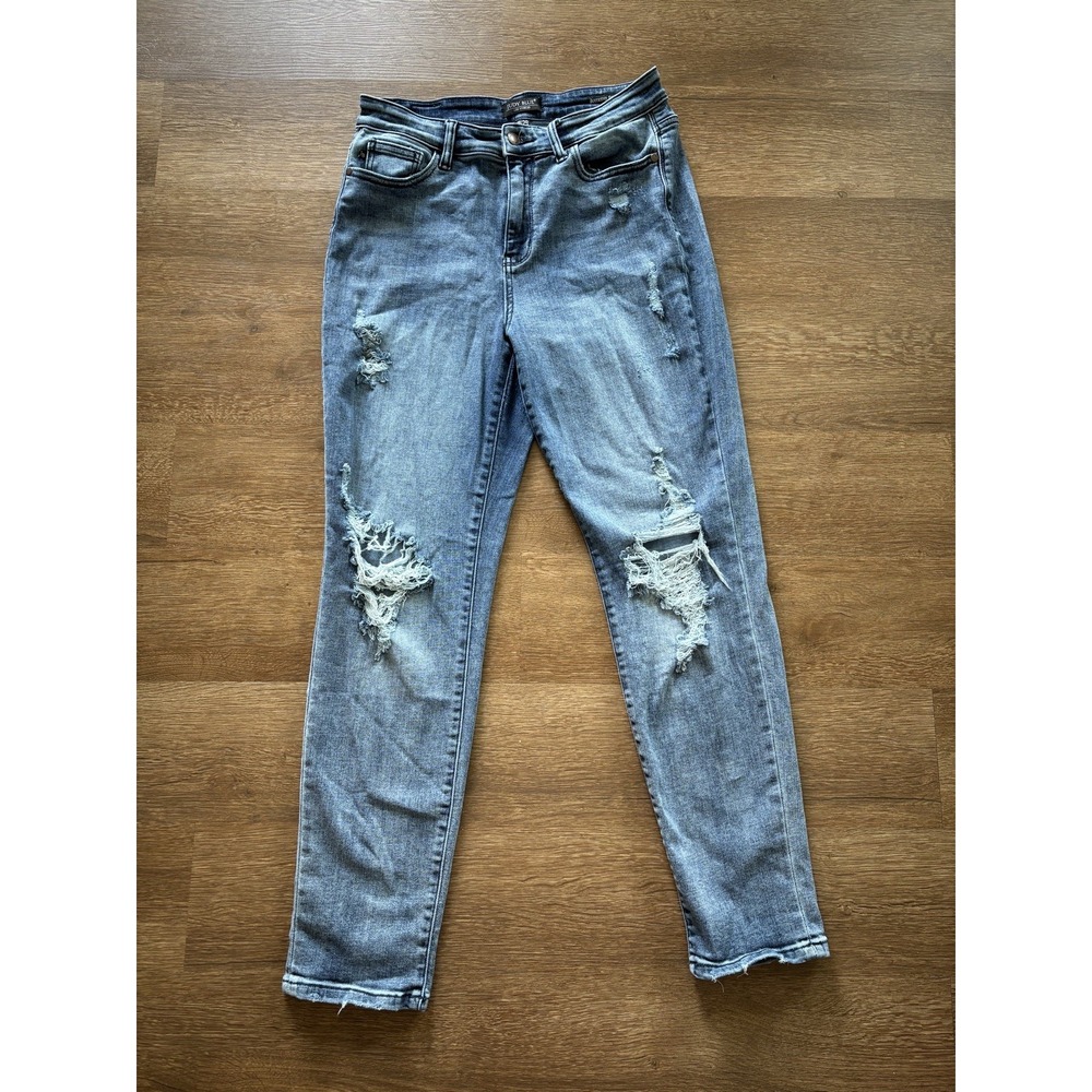 Judy‎ Blue Boyfriend Fit Jeans JB82332DK Destroyed Medium Wash Women's Size 9/29